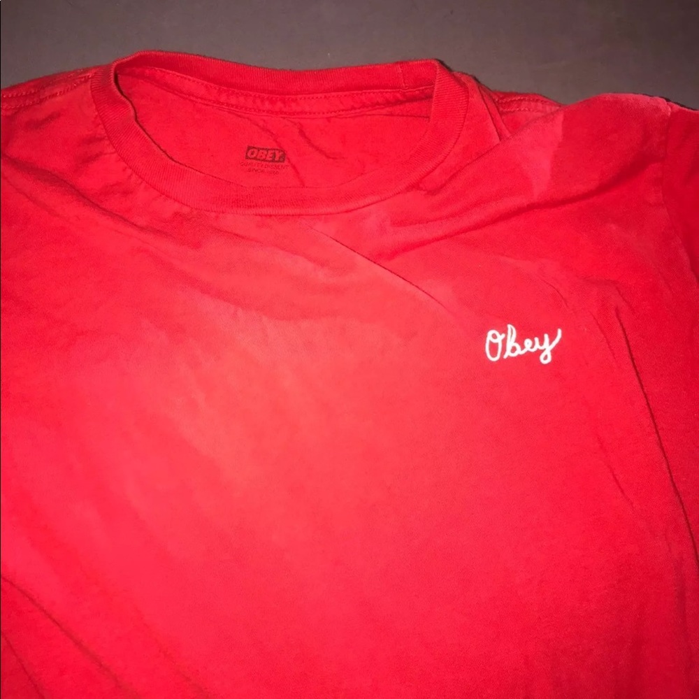Obey red rose t-shirt, unisex, hardly worn